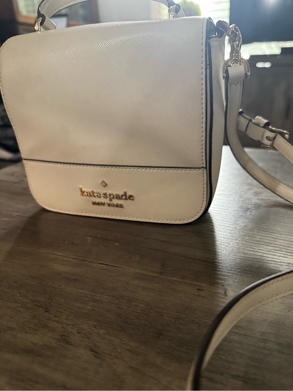 Kate Spade Square Saffiano Crossbody Bag Cream
